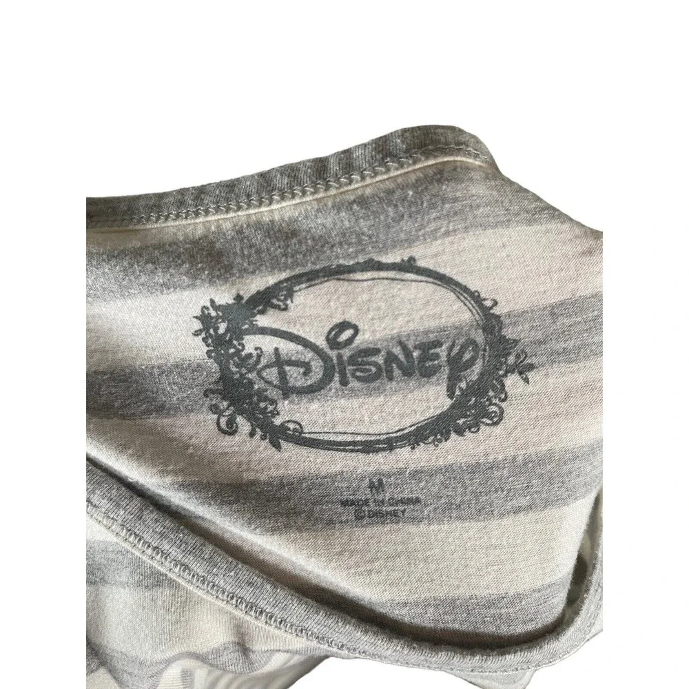 Disney Sleepwear T-Shirt Dress Girls Size Medium White/Gray Striped Short Sleeve - Picture 2 of 8